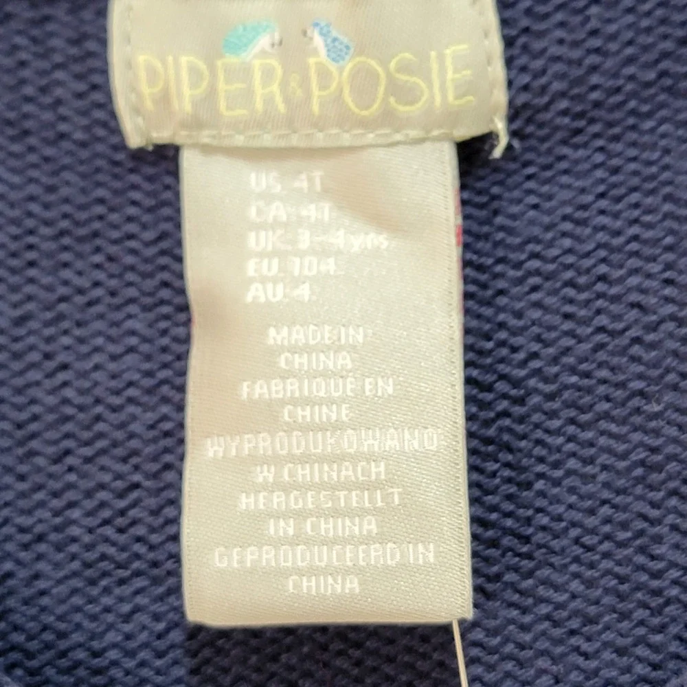 Piper Posie Kids Sweater Size 4T Roll‎ Neck Lobster Navy Knit Coastal Nautical